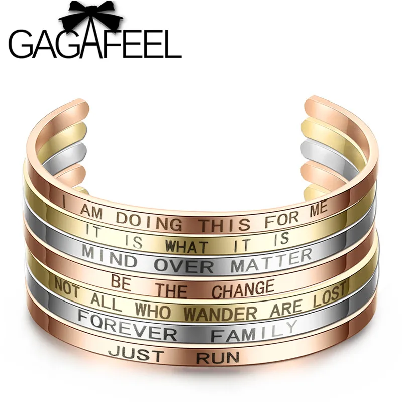 GAGAFEEL индивидуальные слова браслеты из нержавеющей стали браслеты для женщин и мужчин ID браслет с "JUST RUN" браслет Рождественский подарок