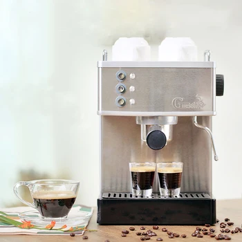 

110-240V 19BAR Coffee Machine Maker Espresso Style Stainless Steel Milk Frother Double Cup Split