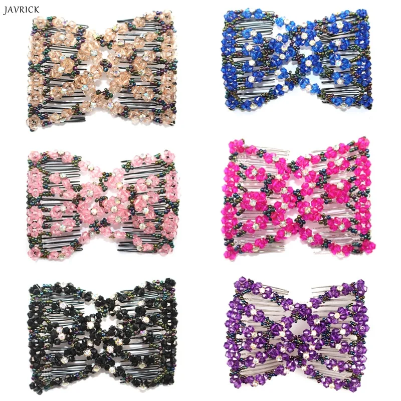 1pc Magic Floral Shape Elastic Beads Hair Styling Combs Double Stretch Fashion Elastic Women