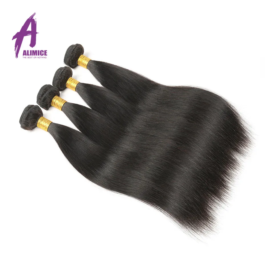 Alimice Brazilian Straight Hair Weave Bundles 100% Human Hair Bundles 8-30inch Natural Color 3Bundles Deal Remy Hair Extensions  (5)
