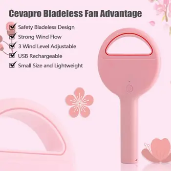 

360° Mute Portable USB Fan Bladeless Hand Held Cooler Mini USB Cable No Leaf Handy Fan For Office Outdoor