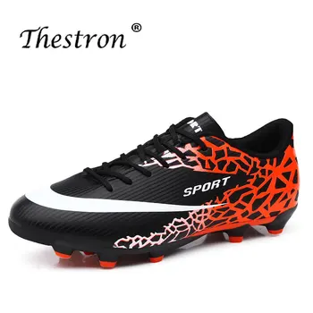 

Thestron Man Football Shoes Spring Autumn Long Spikes Sneakers Lightweight Athletic Shoes For Male Black Orange Turf Soccer Shoe