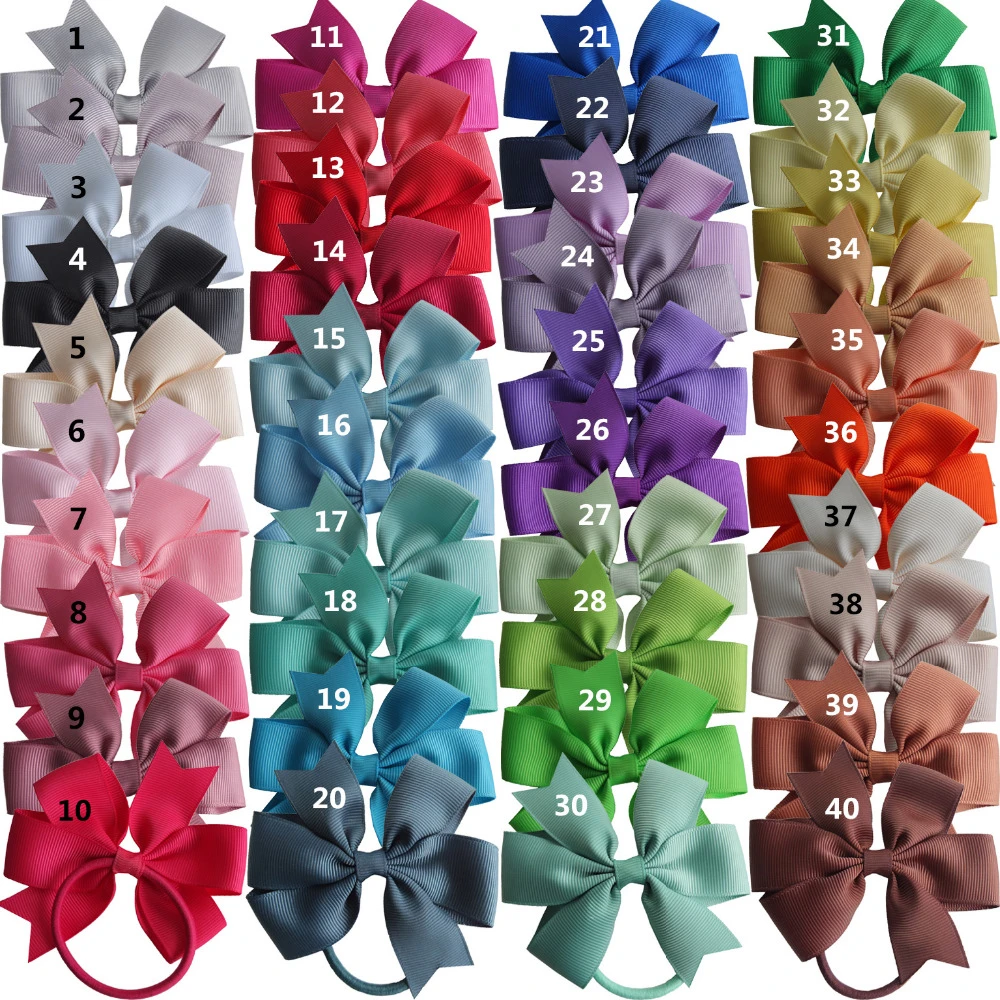 Moño para el pelo con bandas elásticas para niña, accesorios para el cabello de 3,5 pulgadas, coletero, Bobble, lazos de milano, 40 Uds.|hair bows|pinwheel hair bowgirls hair accessories - AliExpress