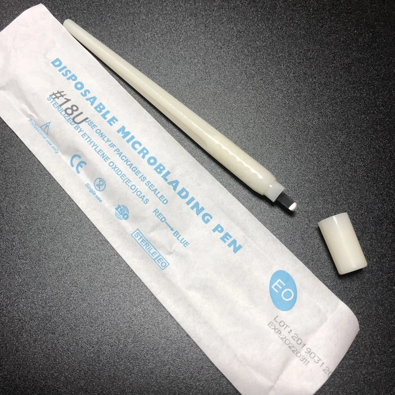

20pcs Eyebrow Microblading Disposable nmanual Pen With U Shape 18 Needle Blade Manual Microblade Needle