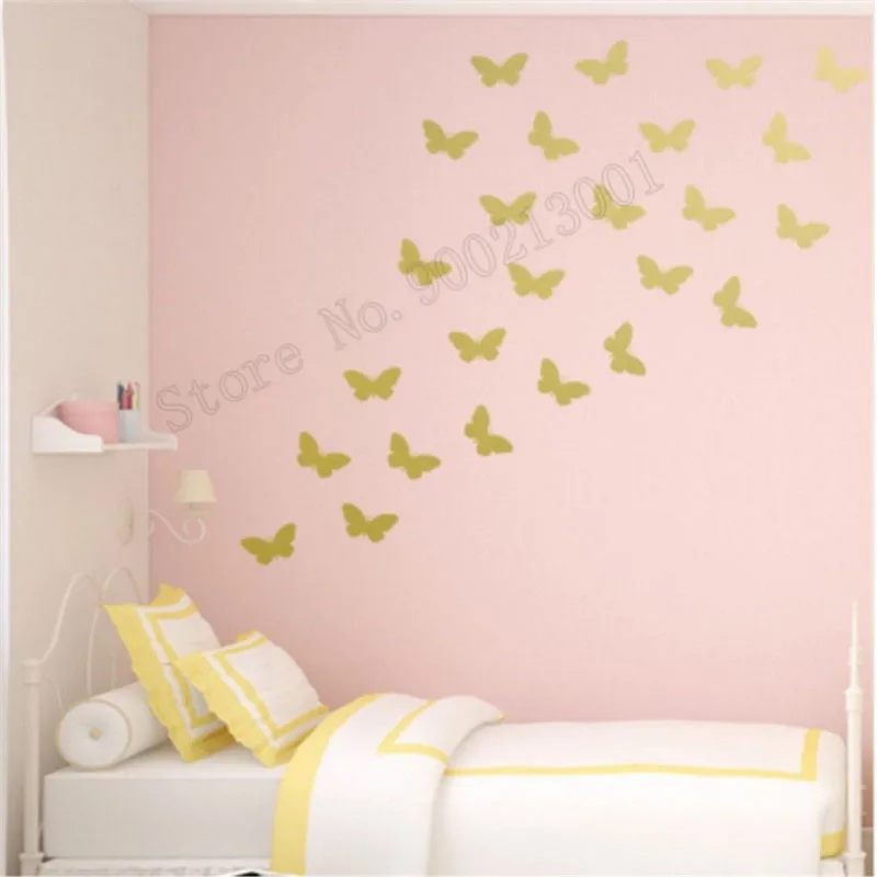 غرفة الديكور الأطفال الجدار ملصق مجموعة من 42 أجزاء جميلة الفراشات المشارك الفينيل للازالة جدارية الاطفال الطفل ديكور LY518