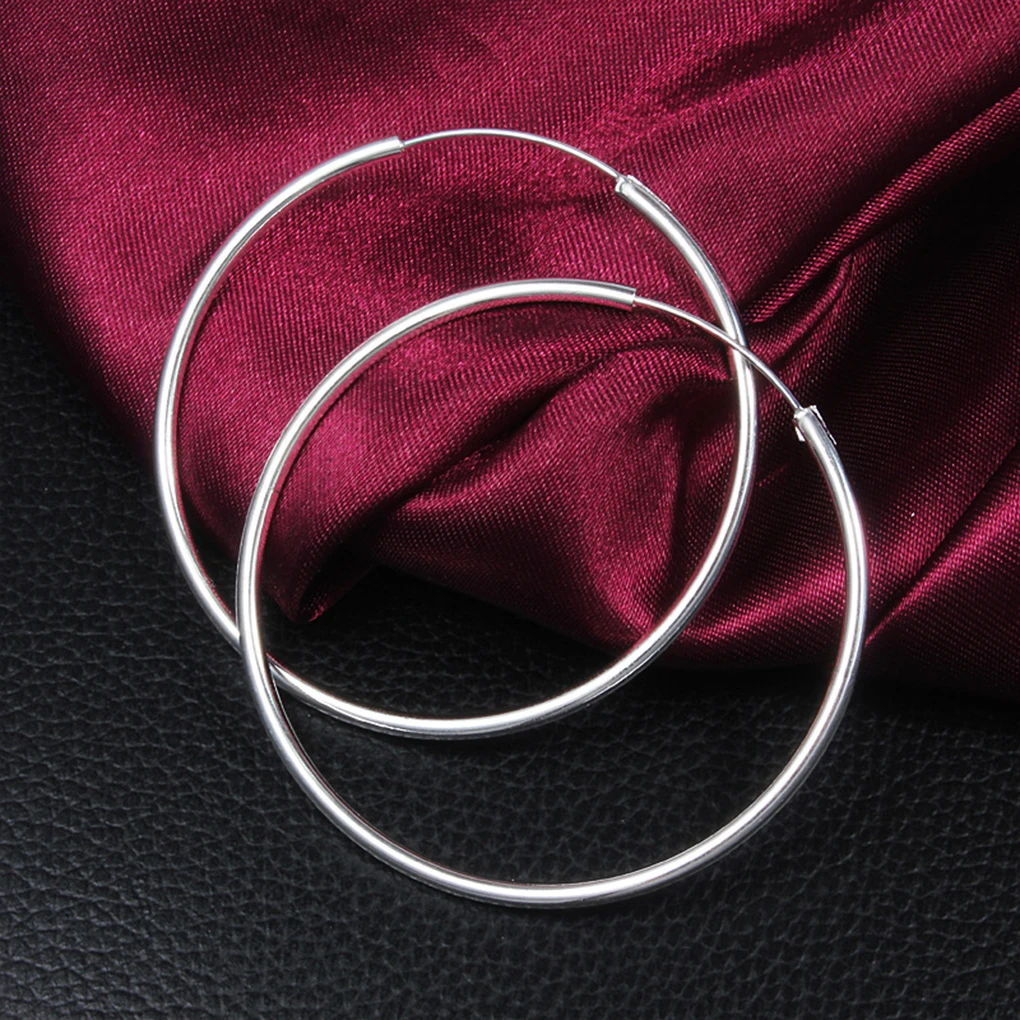 Женские Геометрические серьги S925 с серебряным покрытием, круглые большие серьги, вечерние серьги-гвоздики для ночного клуба
