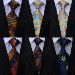 Новая мода Дизайн жаккардовые Для мужчин галстук 100% шелковые галстуки Пейсли Цветочный полосами Галстук для Для мужчин Бизнес Свадебная