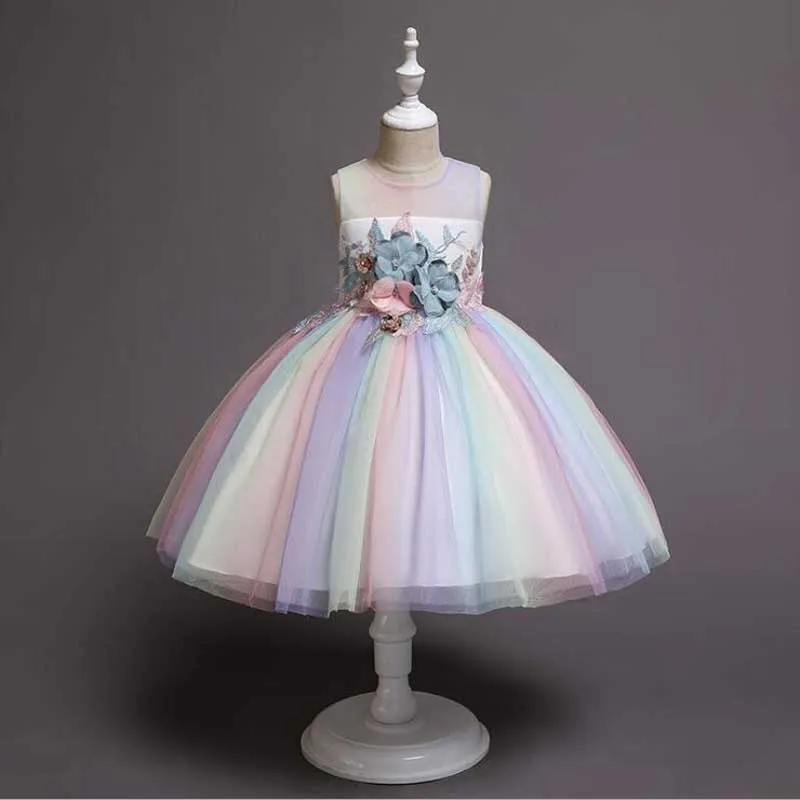 

Flower Cake tutu Kids Clothing Elegent hand beading Girls Dresses for Children Princess Party Custumes 2-10 Years