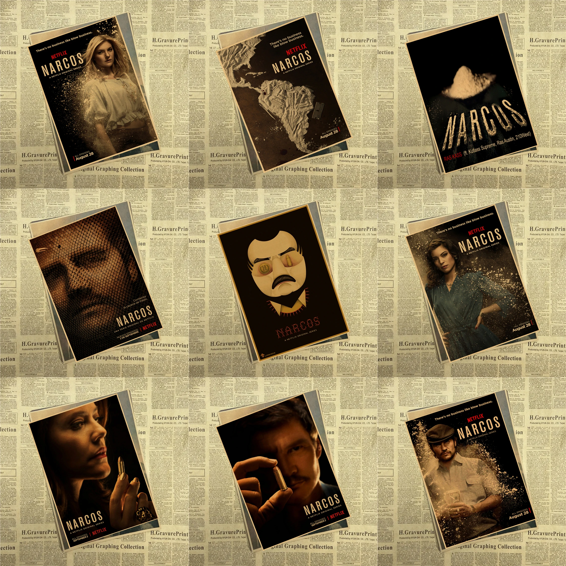 

Drama Crime Justice Columbia Season Narcos TV series Vintage Poster Decorative DIY Wall Art Home Bar Posters Decor