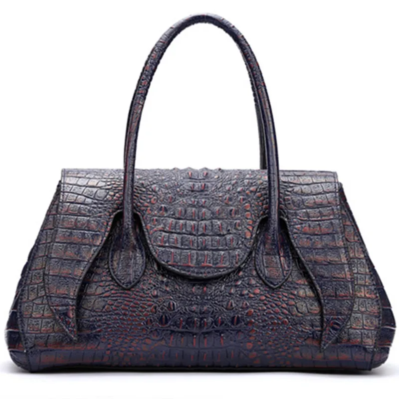 

Vintage Crocodile genuine Leather handbags Women Trapeze sec a main Alligator Pattern clutch lady Crossbody Messenger Bags purse