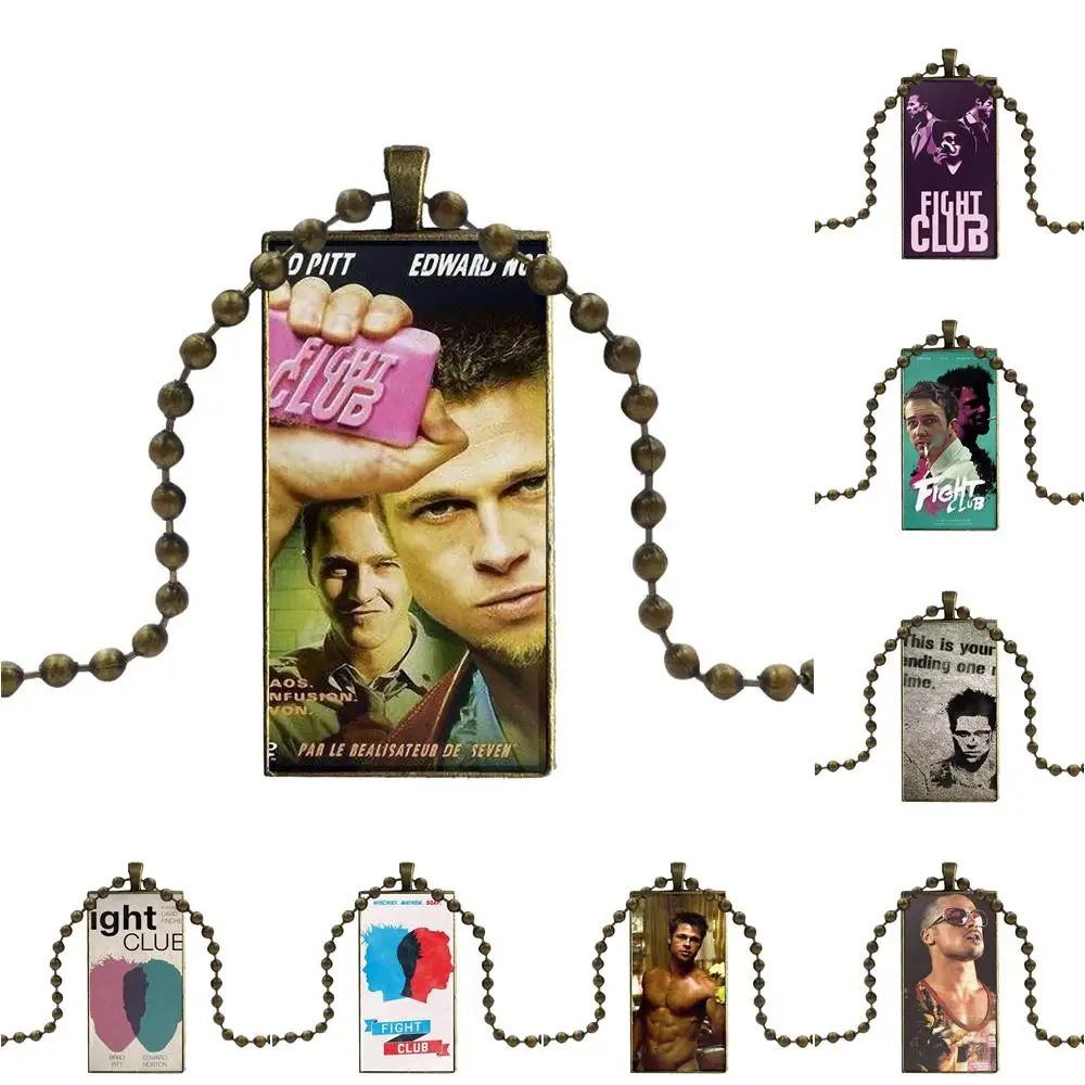 For Men Women Gift Brand Bronze Color Jewelry Fashion Statement Necklace Glass Necklaces Pendants Fight Club Brad Pitt | Украшения и