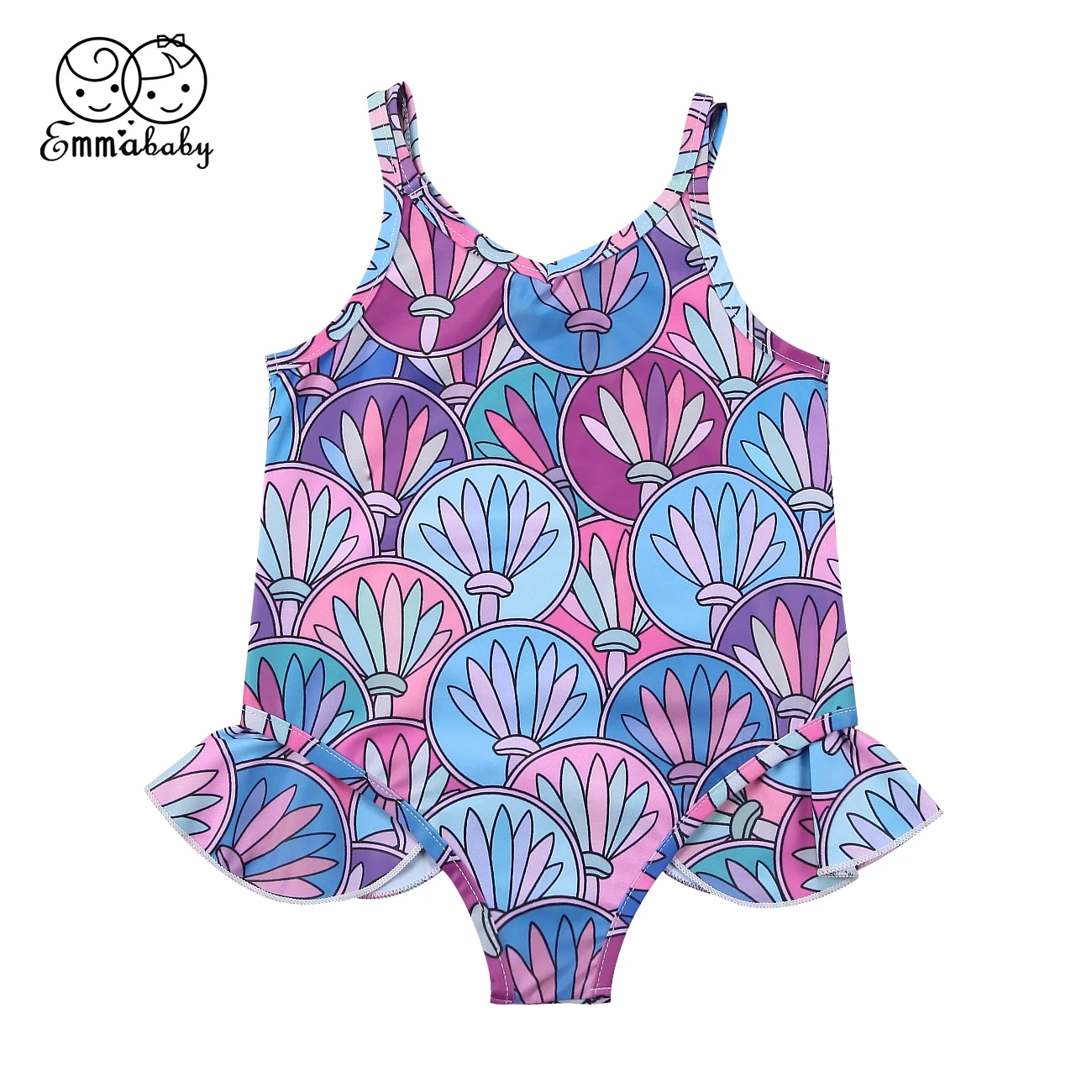 Emmababy Cute Kids Baby Girls Print Sleeveless Romper One piece