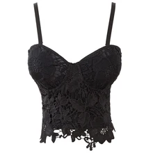 Black Floral Lace Appliques Strappy Bralette Push Up Bra Sexy Plus Size Club Wear Gothic Bustier Crop Top Bralet Bras For Women