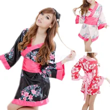 Free Shipping Women Satin Sexy Kimono YUKATA Bath Robe Sleepwear Lingerie Nighties Dress Gown