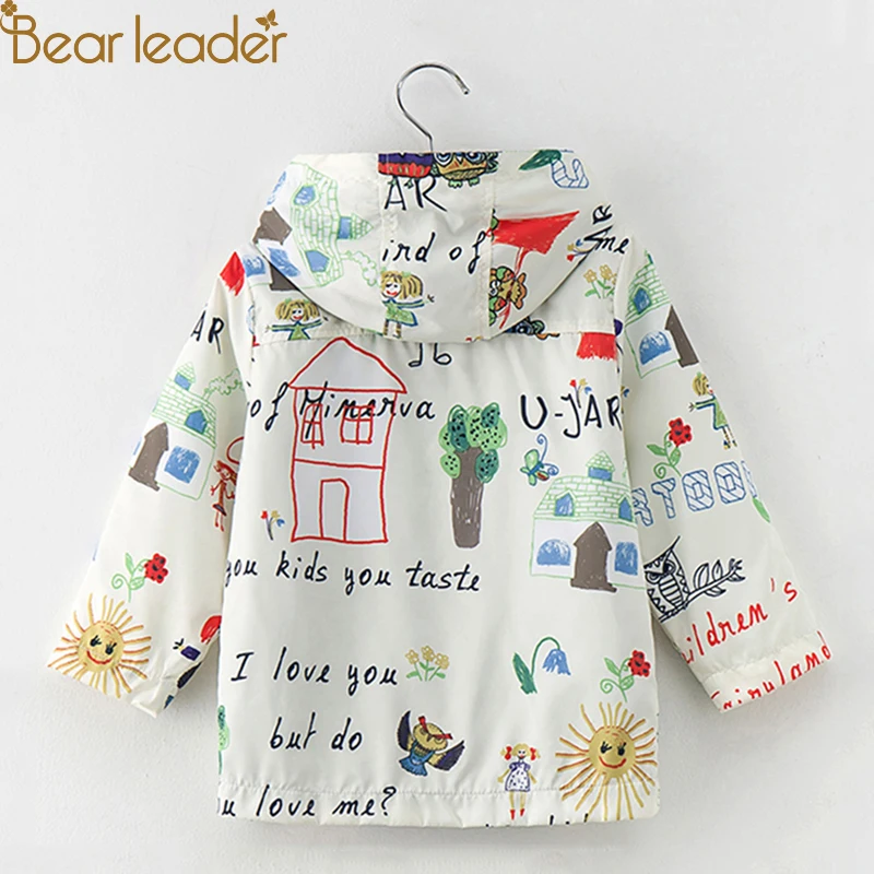 Bear Leader/пальто и куртки для девочек; коллекция года; сезон осень; Брендовая детская одежда для девочек; Верхняя одежда с принтом героев мультфильмов; От 3 до 7 лет с капюшоном