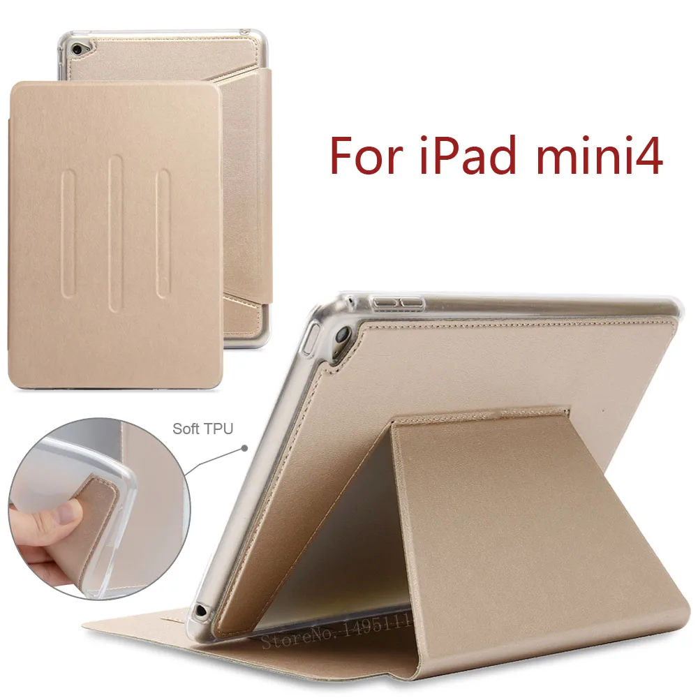 

Stand card package Case for iPad mini 4 , PU Leather Front Cover +Soft TPU Magnetic Sleep Smart Case for apple iPad mini4