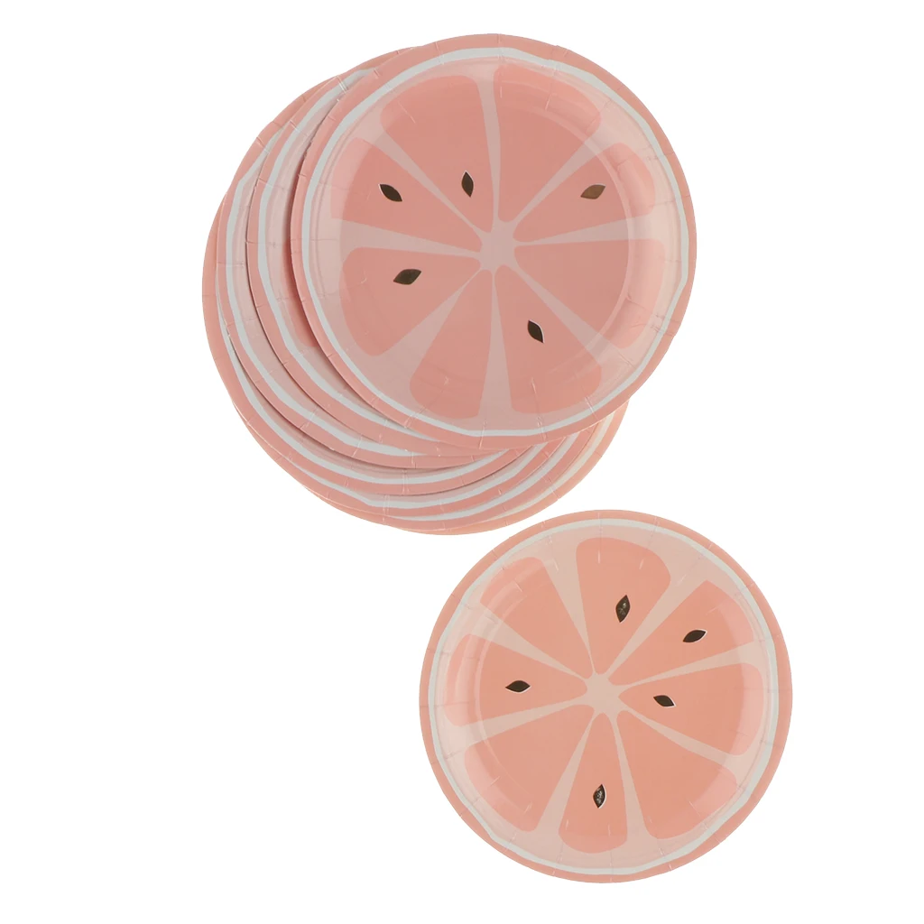 Cute Fruit Lemon Printed Paper Plates Wedding Birthday Theme Party Decor Disposable Tableware for 8 Guests