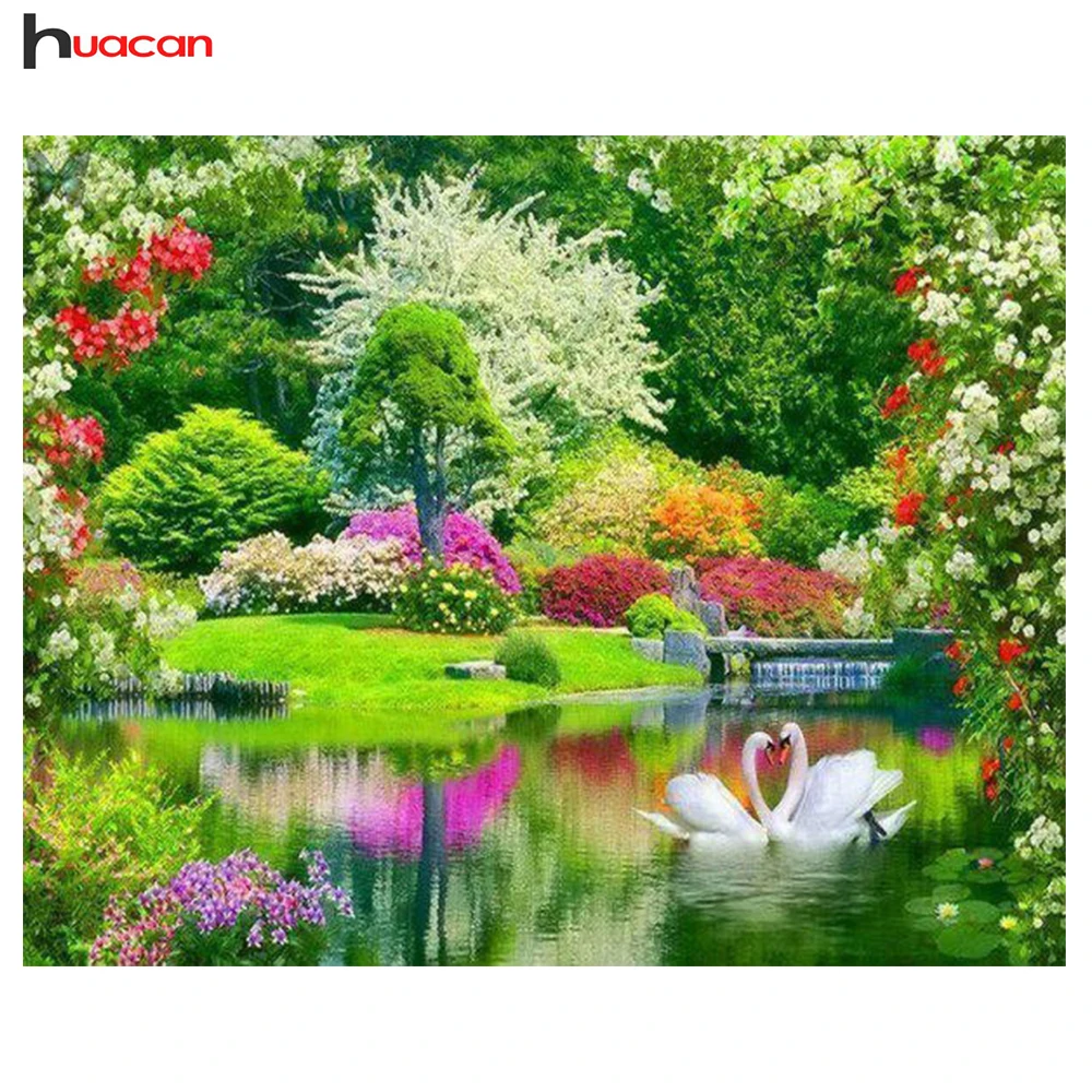 

Huacan,Diamond Painting Cross Stitch Landscape Full Square Crystal Diamond Embroidery Picture Rhinestones Mosaic Home Decor DIY