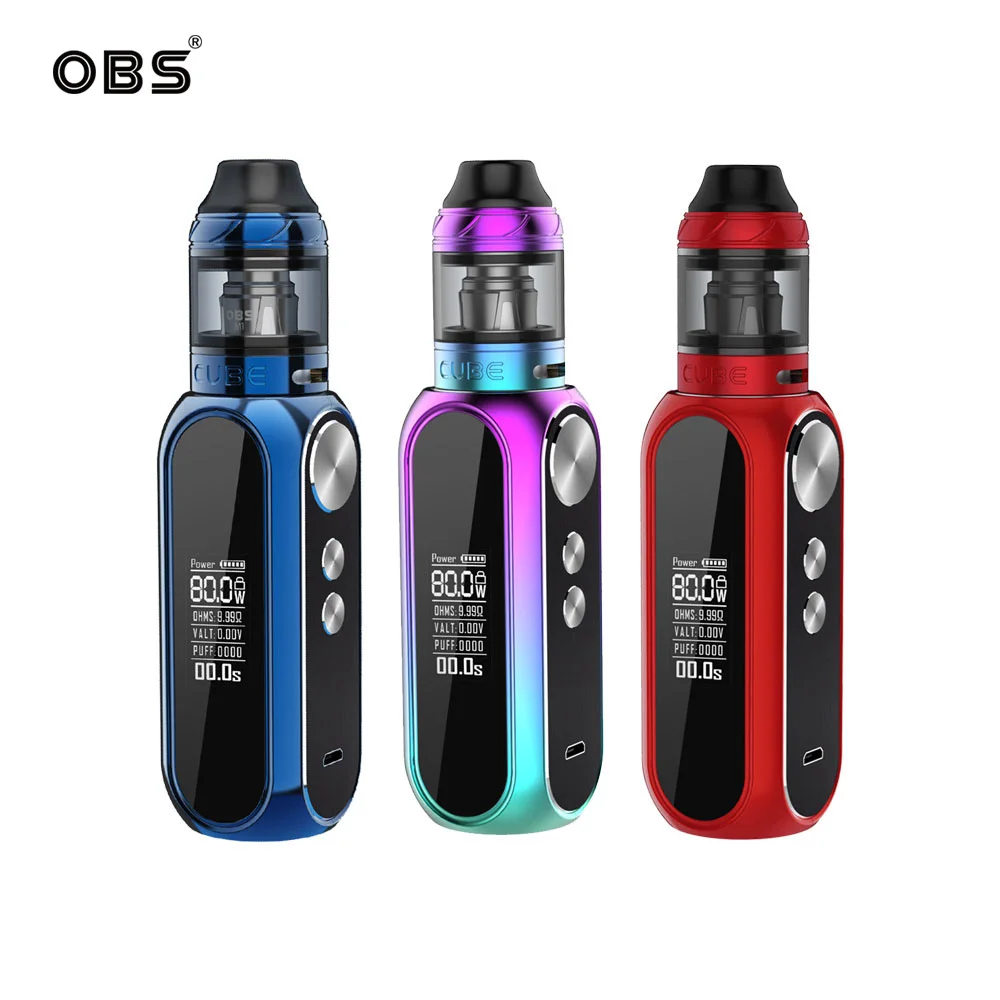 

Original 80W OBS Cube-VW Kit with 2ml Engine MTL RTA & 3000mAh Battery Box Mod & 0.96 Inch LED Screen Vape Kit