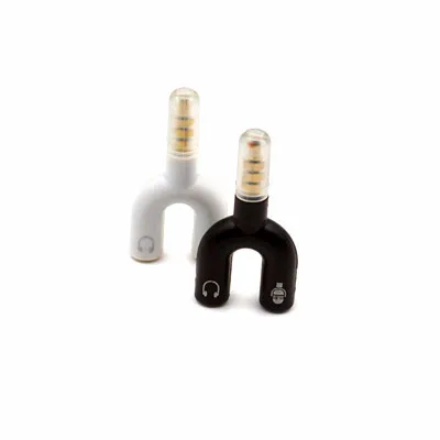 30PCS LOT 3 5mm Splitter Stereo Plug U shape Stereo Audio Mic Headphone Earphone Splitter Adapters for Smartphone MP3 MP4 Play