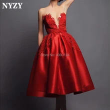 NYZY C127 бальное платье открытый бюст красный атласный халат коктейное платье для вечеринки Выпускной Вечер Элегантный vestido coctel