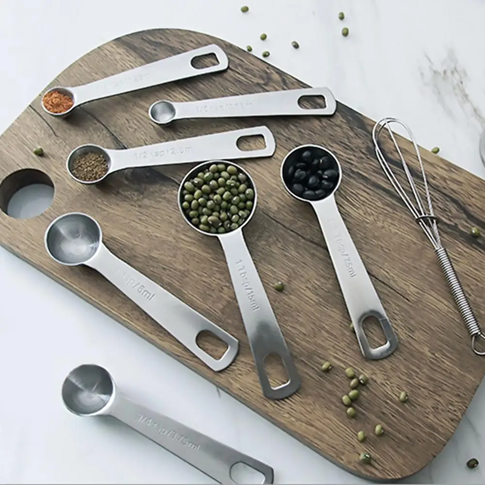 

9 PCS Stainless Steel Measuring Spoon Set Round Baking Scale Measuring Spoon Measuring Spoons Kitchen Measuring Spoon Set