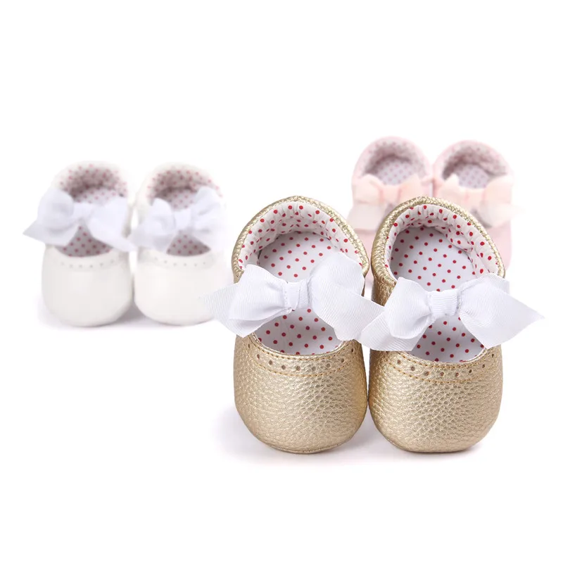 

Newborn baby moccasins Babies shoes PU Leather Infant shoes First walkers Toddlers Brand Silk bow girls shoes