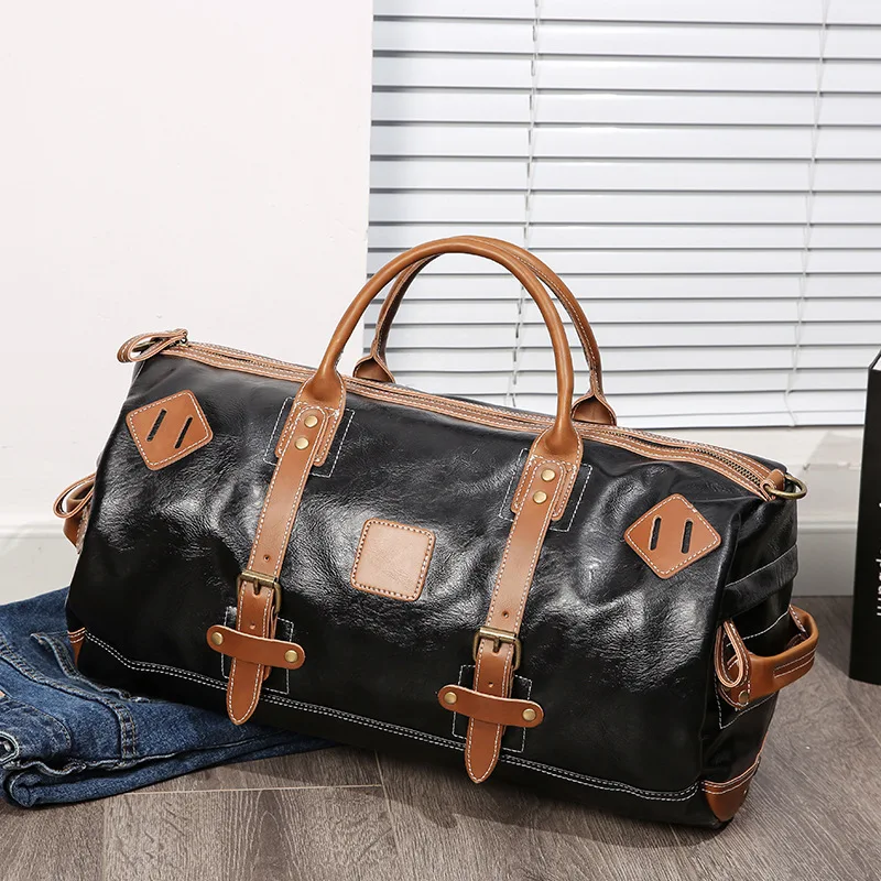 

New Fashion Men's Travel Bags Brand Luggage Waterproof duffel bag Casual Thick Leather Men Handbag