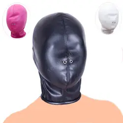 Из искусственной кожи Полный Маска нос отверстия дышащая шляпка для косплея, сексуальная капот бондаж с завязанными глазами бдсм взрослых