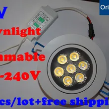 10 шт./партия+ светодиодный светильник 7 Вт с регулируемой яркостью, белый корпус 770LM для ванной комнаты, гостиной, кухни, свет 220-240 В, 2 года гарантии