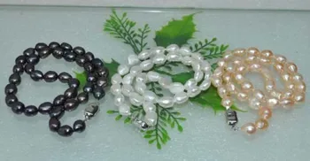 

Women Gift Freshwater Jewelry natural 8*10mm variour color Natural cultured pearl necklaceGenuine Selling Huge