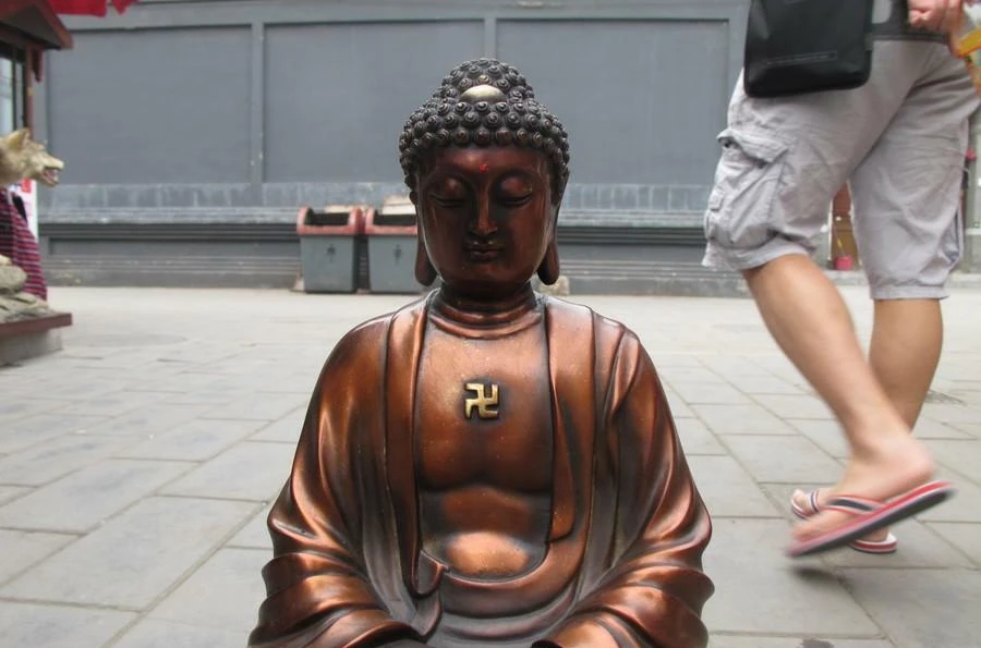 10 &quotТибетская Религия красная бронза Лотос Amitabha Sakyamuni статуя Будды|Статуи и
