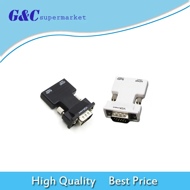 

HDMI Female to VGA Male Converter+Audio Cable Support 1080P Signal Output White Black