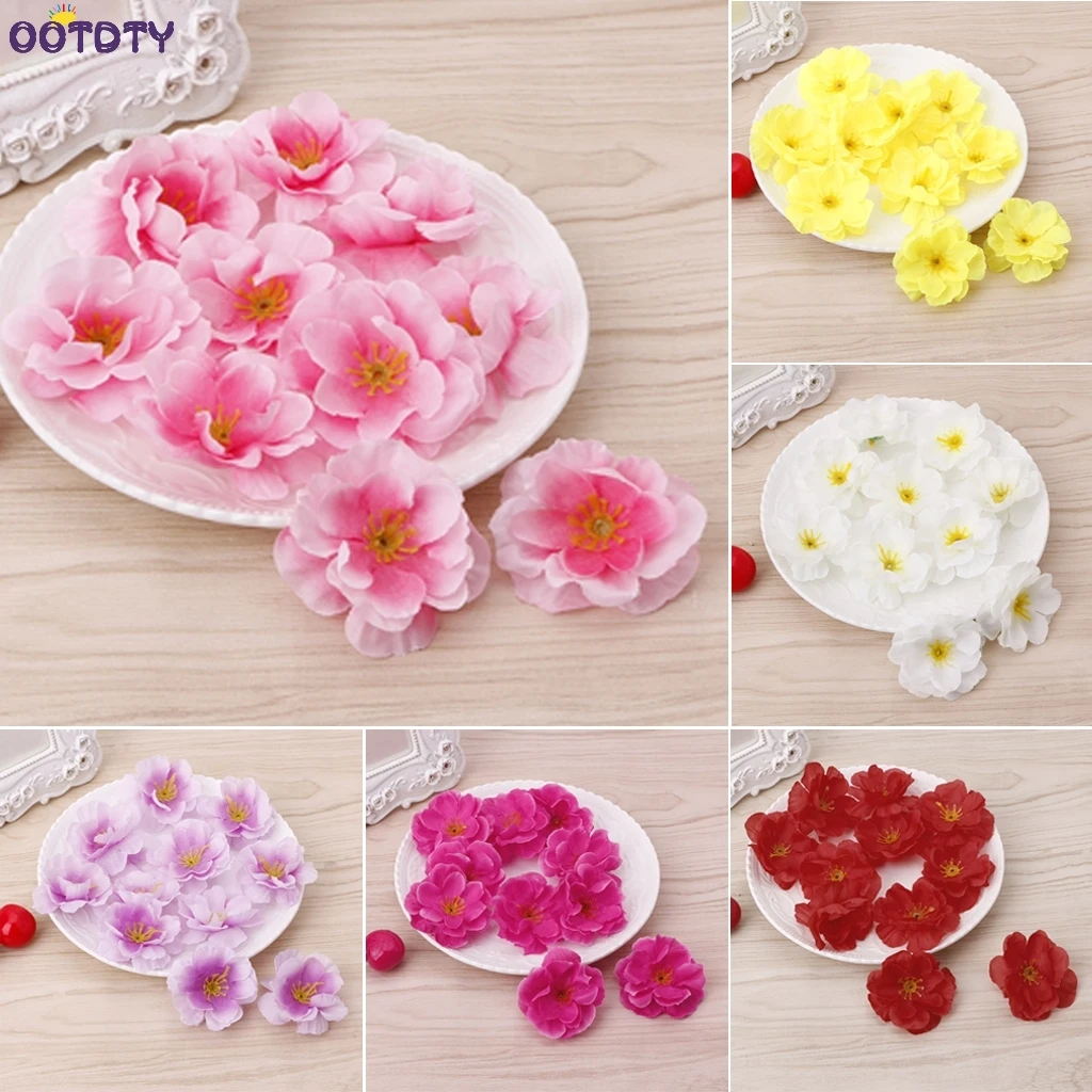 

10pcs Artificial Peach Blossom Flower Head Home Garden DIY Party Decoration