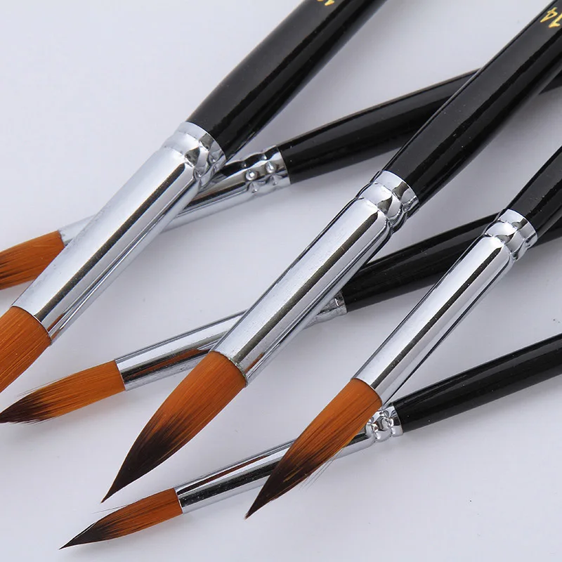 9 шт./лот, креативные Профессиональные Нейлоновые акварельные кисти с длинной деревянной ручкой, гуашь, акриловая кисть для рисования, ручка, художественная ручка