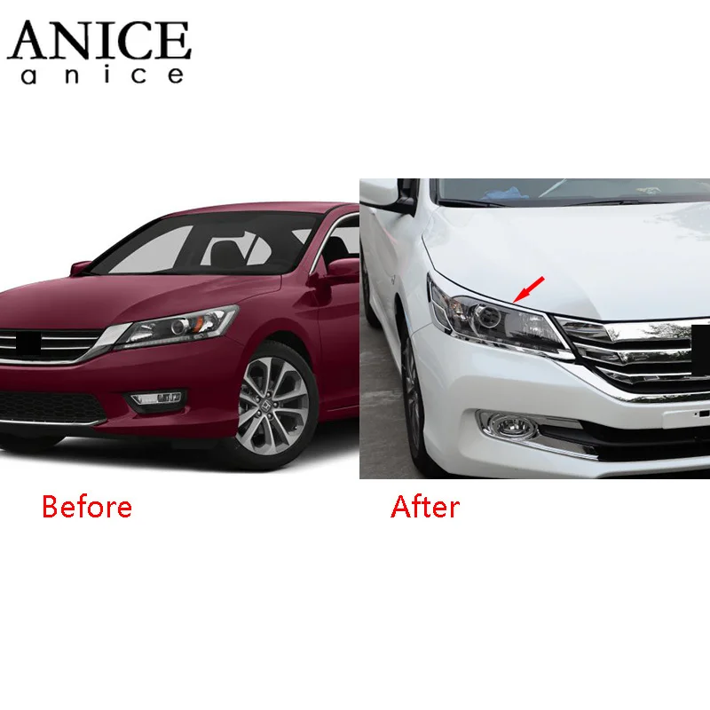 2 шт. Chrome лампы передних фар огни рамка Обложка отделка пригодный для Honda Accord Sedan 4