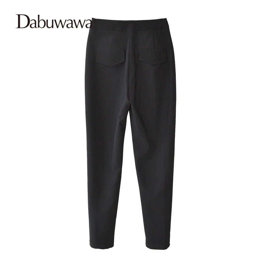 Dabuwawa Новые черные женские длинные узкие брюки элегантные офисные женские оборки брюки с высокой талией на молнии костюм брюки D18ALP005