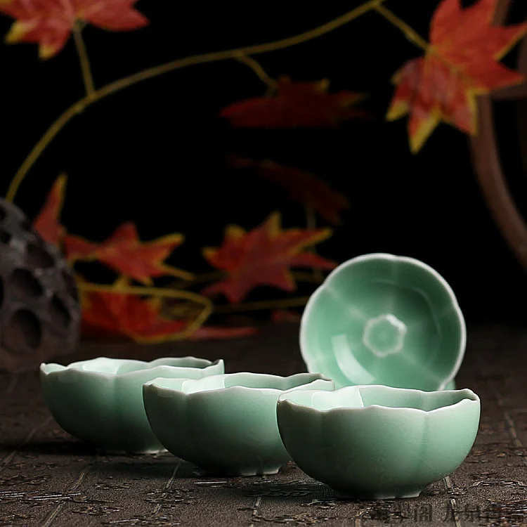 5 шт. китайская чаша для чая Longquan Celadon Китайская гайвань 20 мл цветок сливы Di печной