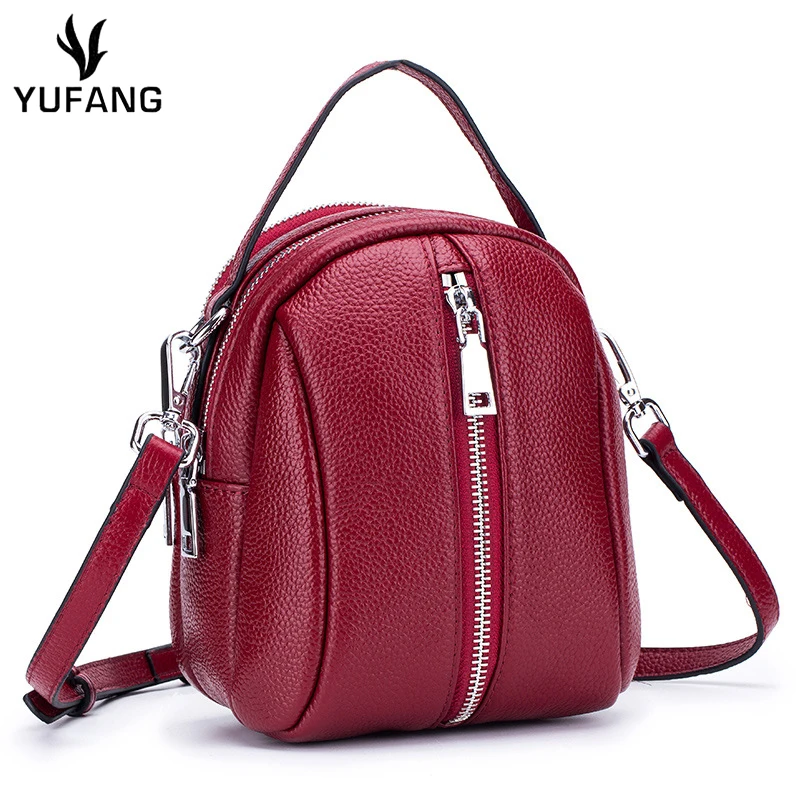 

YUFANG Phone Bag For Womens Genuine Leather Female Messenger Bag Daily Zipper Party Package Small Sling Bag Womens Leather Bag