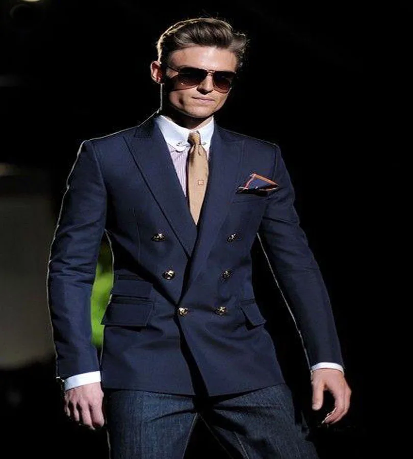 2019 Nuovo Smoking Ha Raggiunto Il Picco Risvolto Abiti Da Uomo Blu Navy Doppio  Petto Mens Abiti Da Sposa Groomsmen Vestito di Vestito (giacca +  pantaloni)|groomsmen suit|mens wedding suitswedding suit - AliExpress