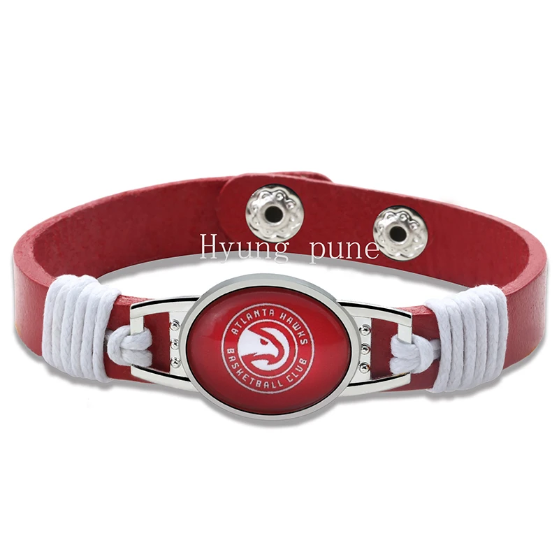 

Atlanta Basketball Genuine Leather Adjustable Bracelet Wristband Cuff 12mm Red Leather Snap Button Charm Jewelry