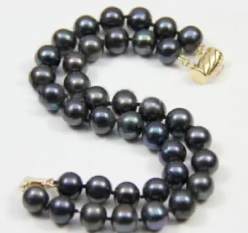 

Free shipping >>>>>>Really NEW 2 ROW 9-10MM JAPANESE AKOYA-BLACK PEARL BRACELET 14KGP SOLID GO 7.5-8