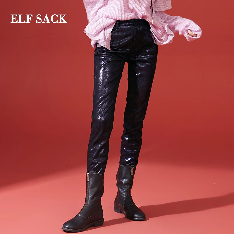 1838.71 руб. 38% СКИДКА|ELF SACK новые женские брюки однотонные Прямые повседневные женские брюки длиной до щиколотки черные женские брюки из искусственной кожи-in Штаны и капри from Женская одежда on Aliexpress.com | Alibaba Group