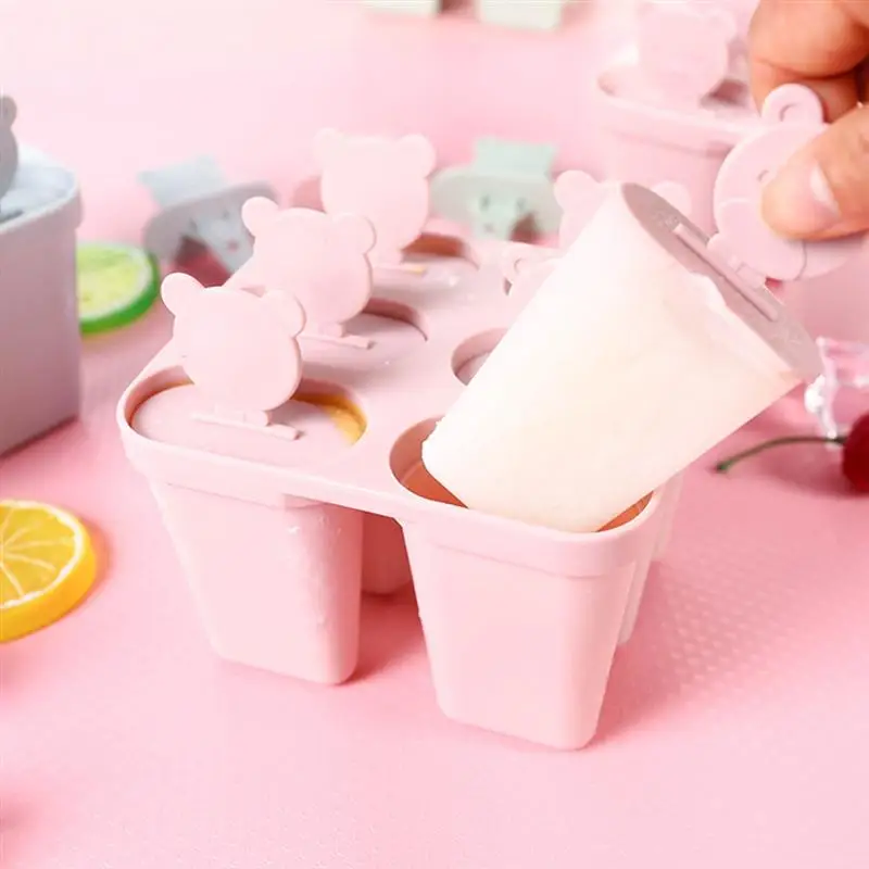 Лед Лолли создатель форм форме DIY милый 6 полости медведь формы для фруктового льда йогурт поле холодильник Замороженные Мороженое инструменты