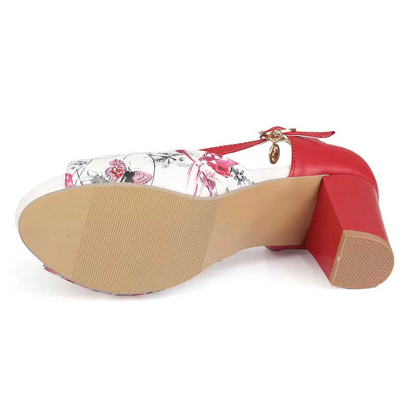 Fanyuan/; элегантные летние босоножки на высоком каблуке с принтом; пикантные Босоножки на платформе с открытым носком; удобные женские босоножки на массивном каблуке с закрытой пяткой; Sandalias Mujer
