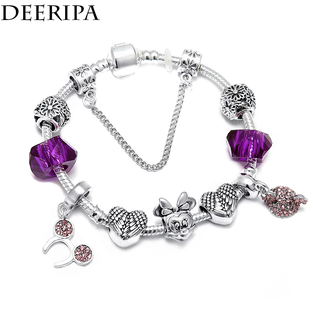 

Wholesale Cartoon Animal Mickey Love Charm Bracelet fit Snake Chain Brand Bracelet Women Jewelry Gifts