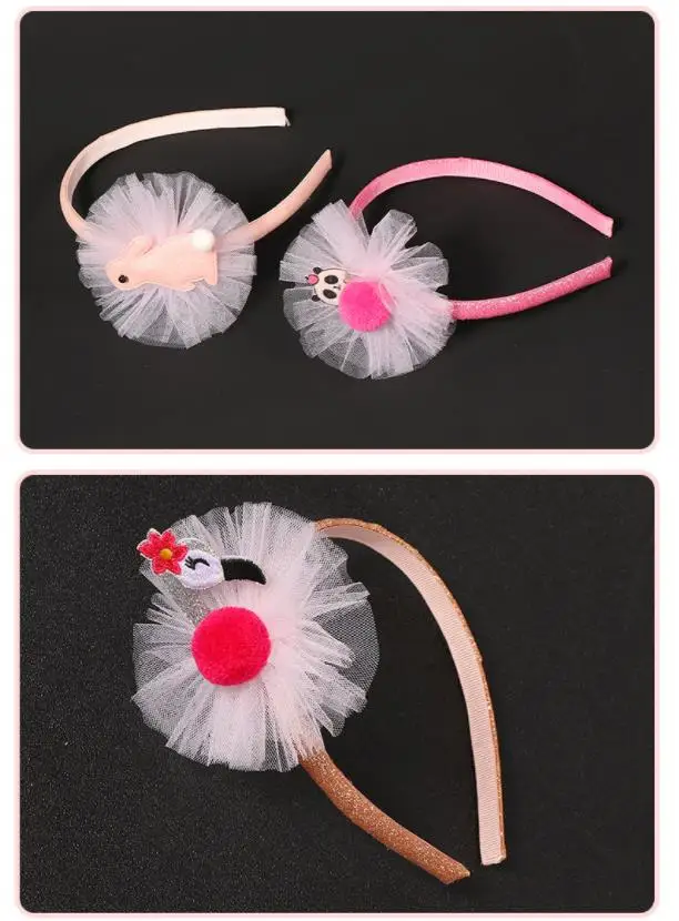 Korean Lace Flower Hair Band Embroidery cartoon Headband Pink Hairbands For Girls Fashion Head Hoop Headwear Hair Accessories