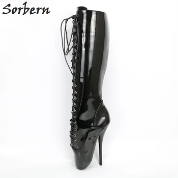 

Sorbern Custom Calf Knee Boots For Women Ballet High Heels Sexy Pata Ballet Boots Cross Tied Middle High Heel Shoes Multi Color