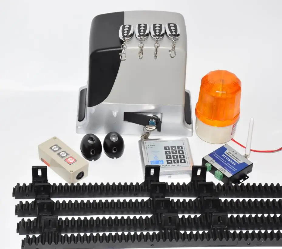 

Automatic Sliding Gate Opener Hardware with 2x Wireless Remotes for Sliding Gates Up to 600kg with 5m nylon racks