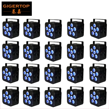 

Black Color 20 Unit TP-B04 6x18W Led Par Light Full Color LED Screen Easy Menu Setting 8800MAH Battery DMX 2.4G Wireless Control